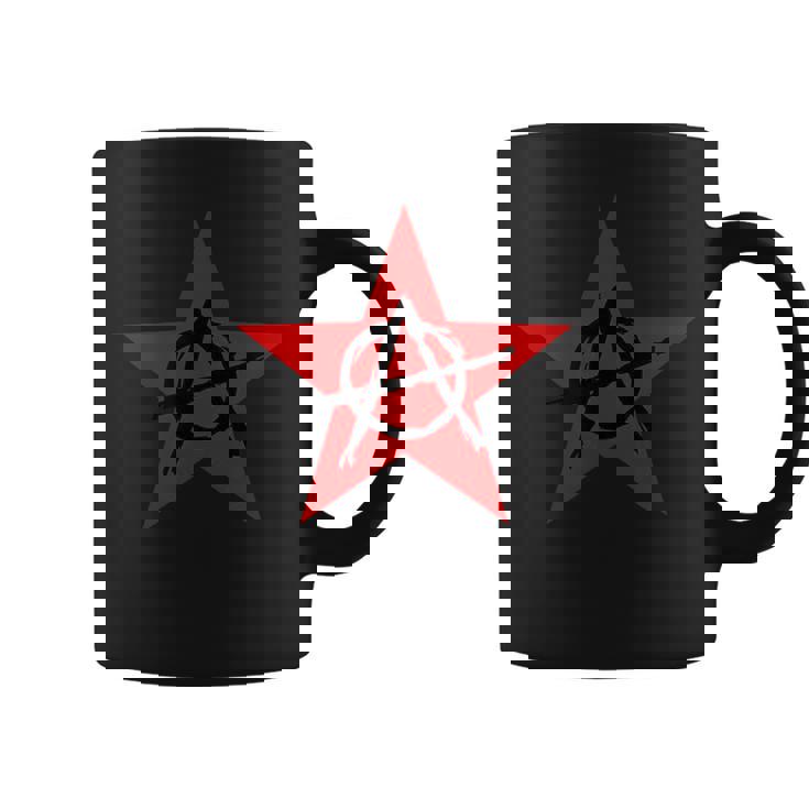 アナーキーサイン、ブラック、レッド、星、海賊、反逆者、パンク、アンチ。 コーヒーマグ