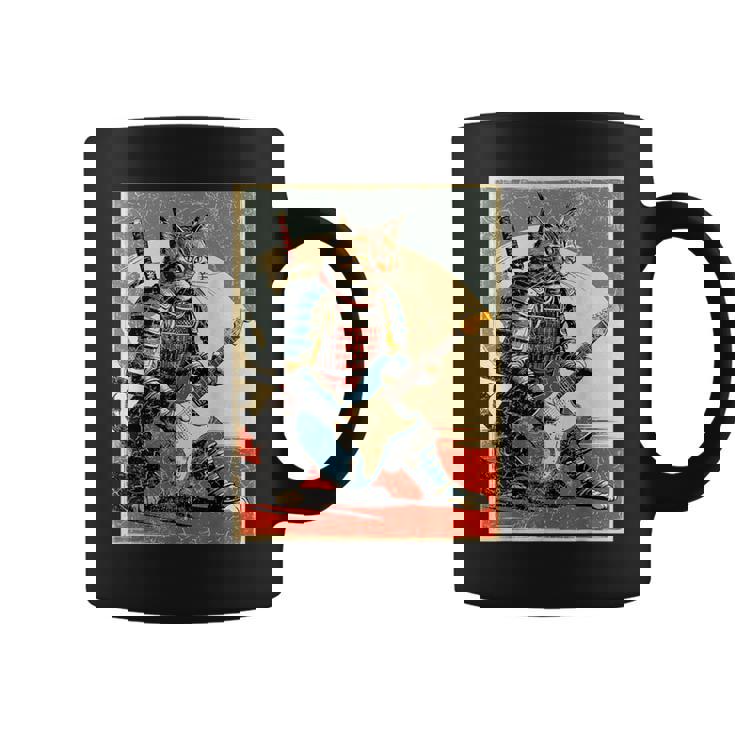 アニメ 日本の侍猫 エレキギターを弾くアートワーク コーヒーマグ