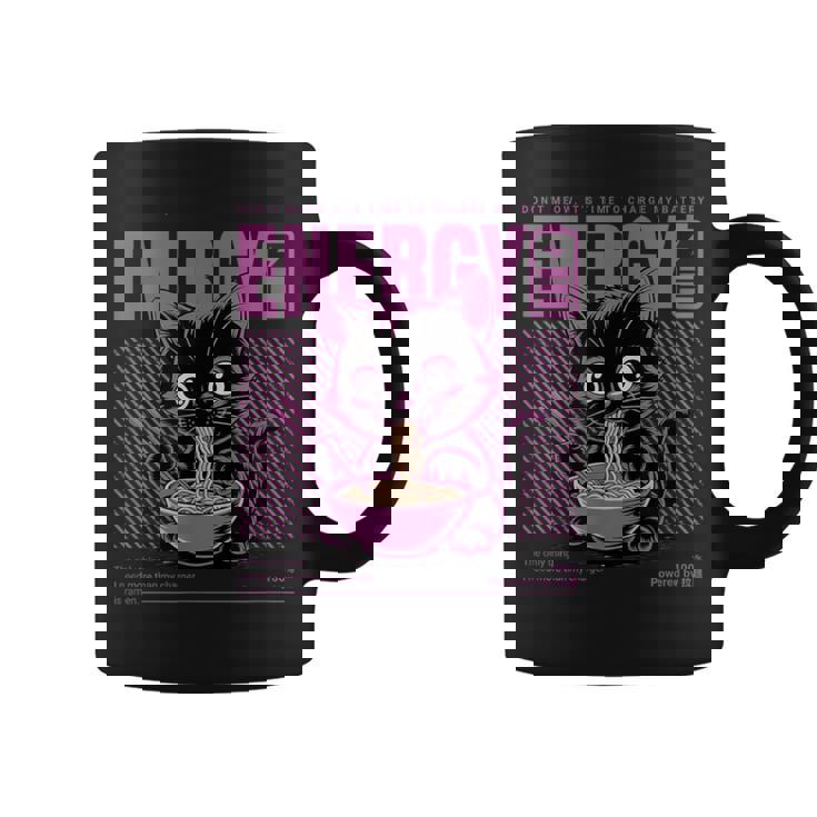 アニメ風ラーメン猫デザイン 充電と食欲のエネルギー系グラフィック コーヒーマグ