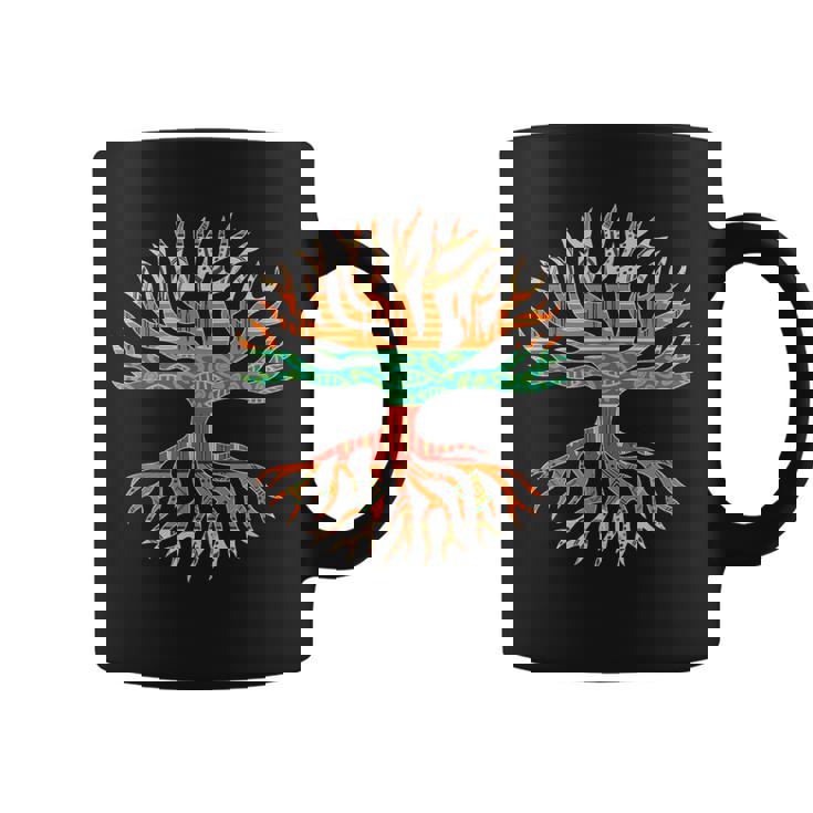 アフリカンパターンの木の根 黒史 コーヒーマグ