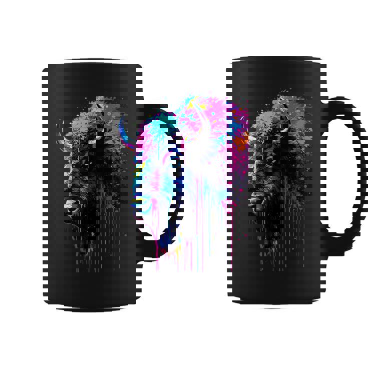 アメリカンバイソンカラーポップアート 美しいアメリカンバイソン愛好家 コーヒーマグ