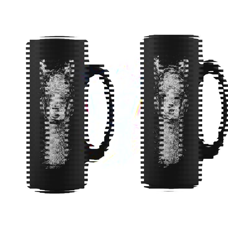 アルパカ アニマル モチーフ 音楽 ヘッドホン イラスト アルパカ コーヒーマグ