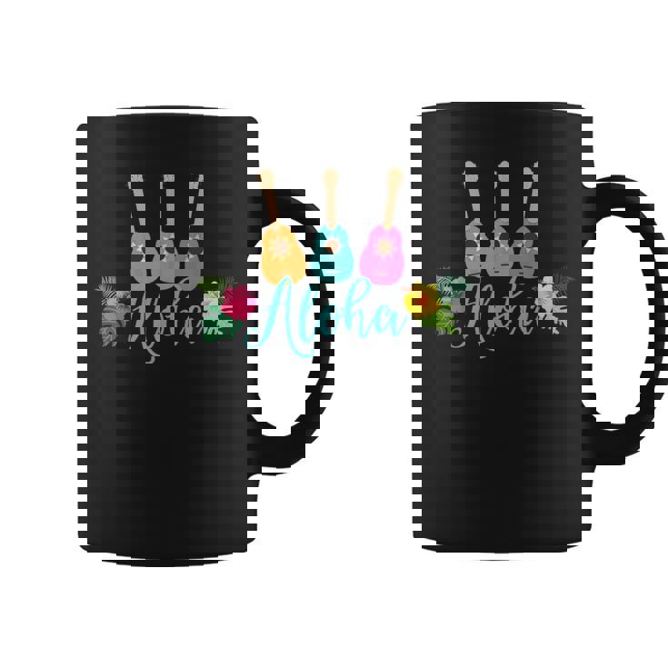 アロハシャツ ウクレレとハイビスカス柄 コーヒーマグ