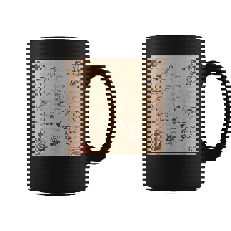 アンティークエンジニアリング機械科学パターン コーヒーマグ