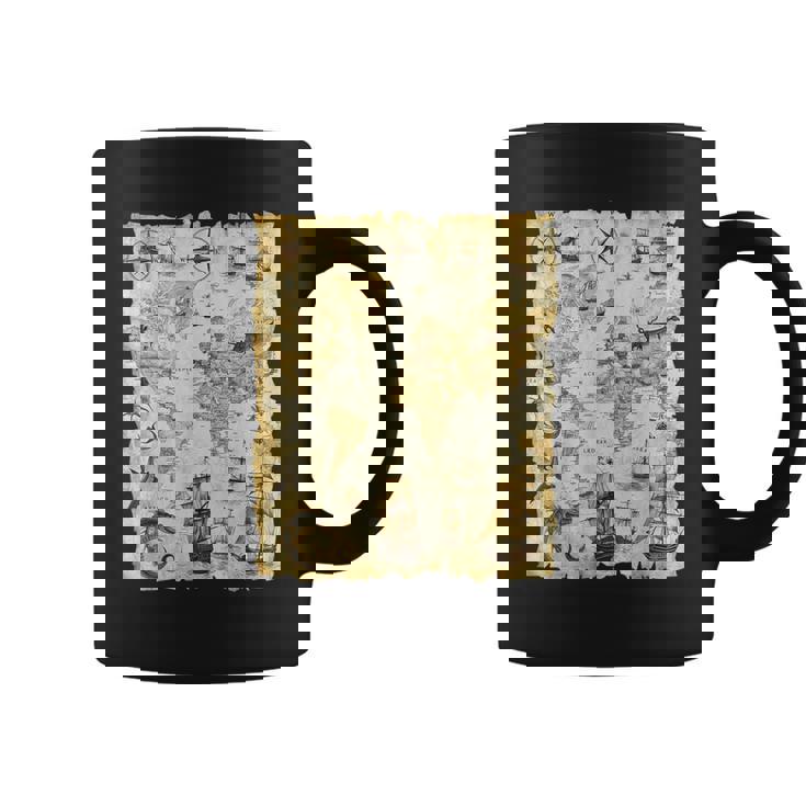 アンティーク地図 海の生き物 海賊 コーヒーマグ