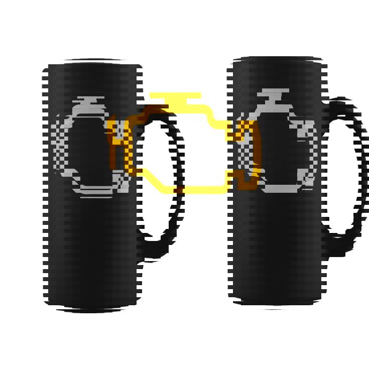 イエローチェックエンジンライト付きtシャツ コーヒーマグ