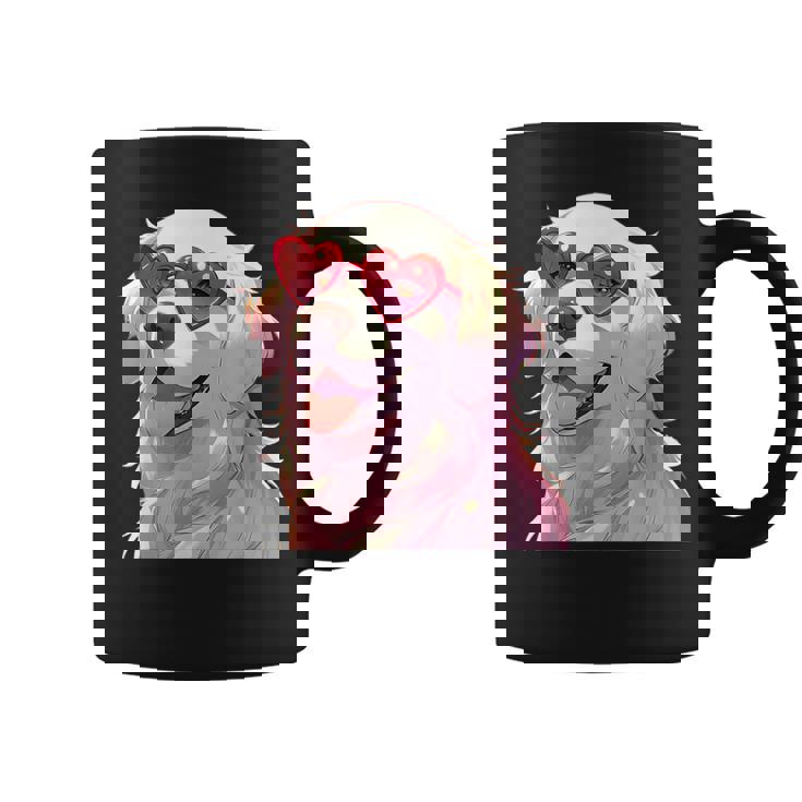 イングリッシュクリーム ゴールデンレトリバー ママギフト ハート メガネ ラブ コーヒーマグ