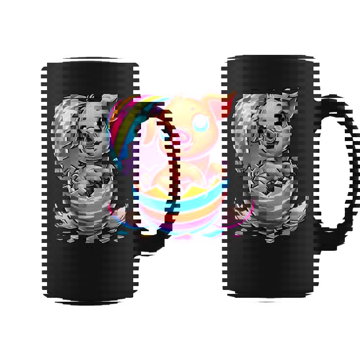 イースターエッグのかわいい赤ちゃん豚の漫画アート。 コーヒーマグ