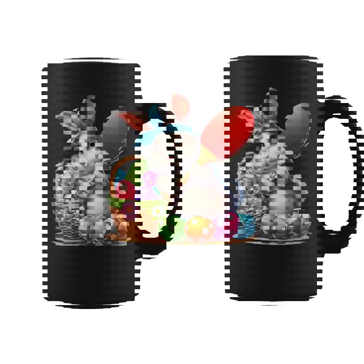 イースターバニー卓球ウサギイースターエッグ卓球 コーヒーマグ