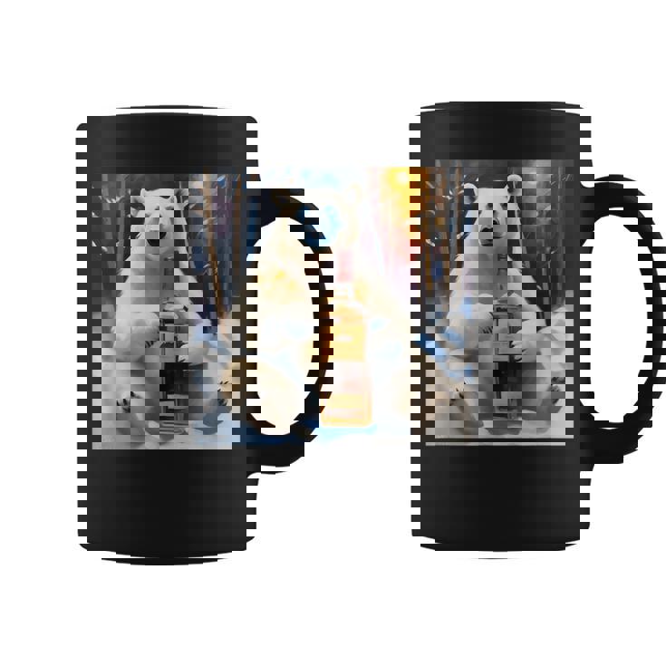 ウイスキーが飲みたいと目で訴える白熊 半袖 男女兼用 コーヒーマグ