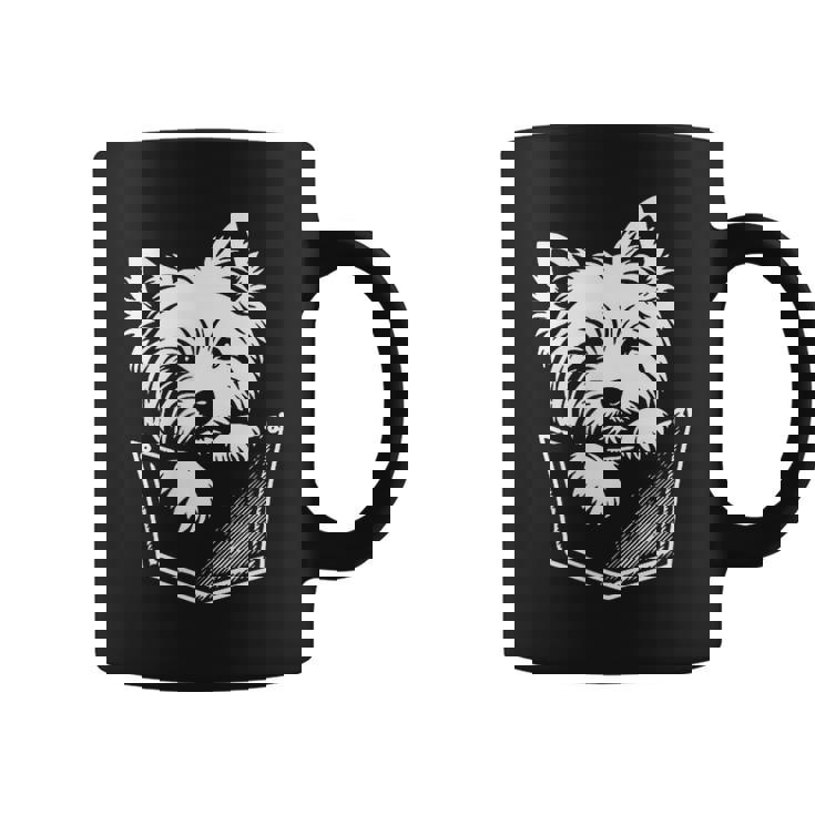 ウエスト ハイランド ホワイト テリア犬の覗くウェスティ デザイン コーヒーマグ