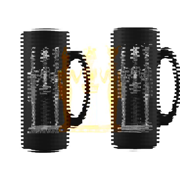 エジプト トリニティ ゴールデンホルス オシリスとイシスの像 コーヒーマグ