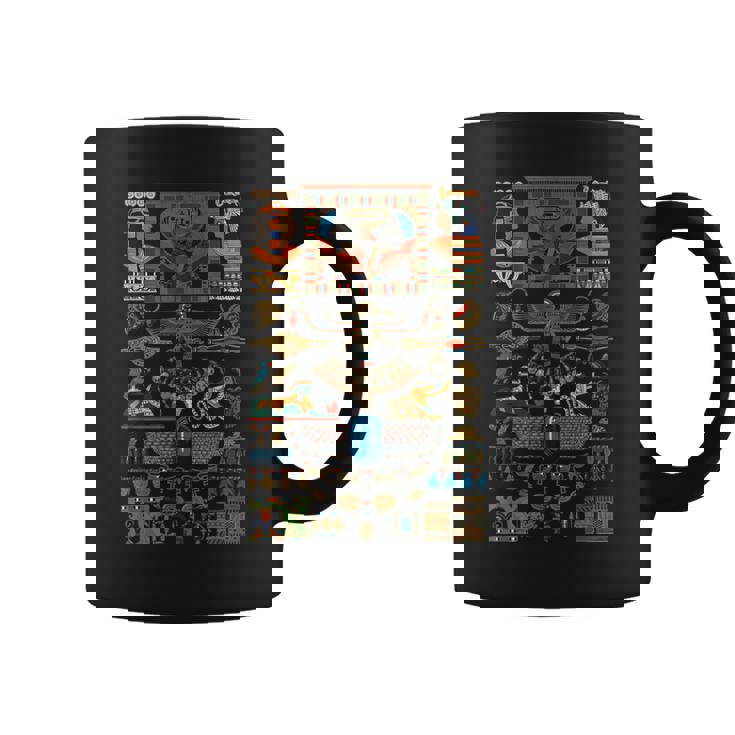 エジプトの多色オーナメント ヒエログリフ ヒエログリフ コーヒーマグ