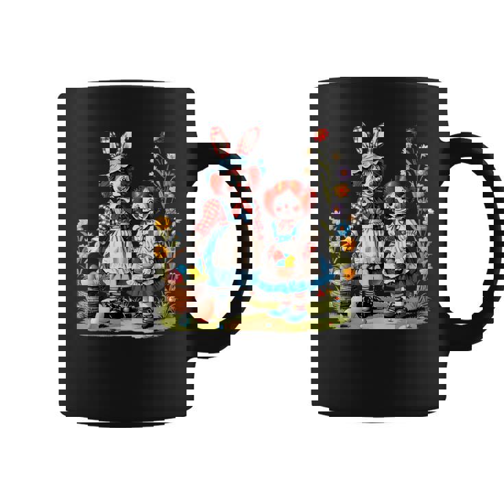 エッグハントにイースターバニーの耳を持つラガディアン。 コーヒーマグ