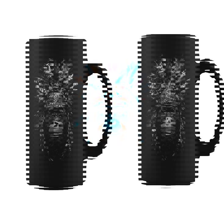 オランウータン ネイティブアメリカン ヘッドドレス 野生動物愛好家 コーヒーマグ