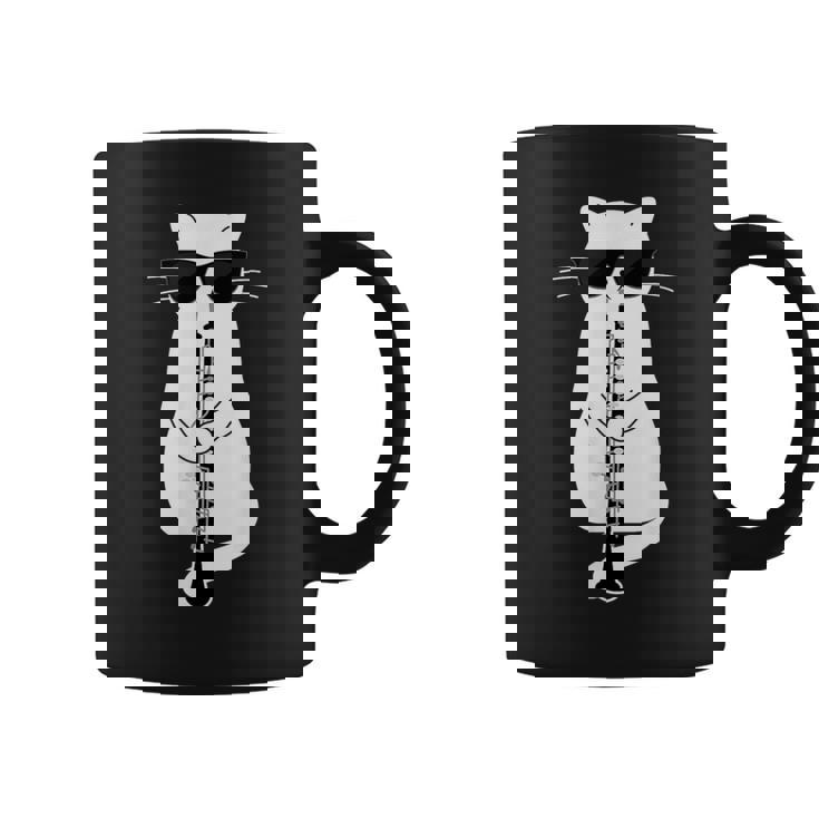 オーボエで遊ぶサングラスをかけた猫 コーヒーマグ