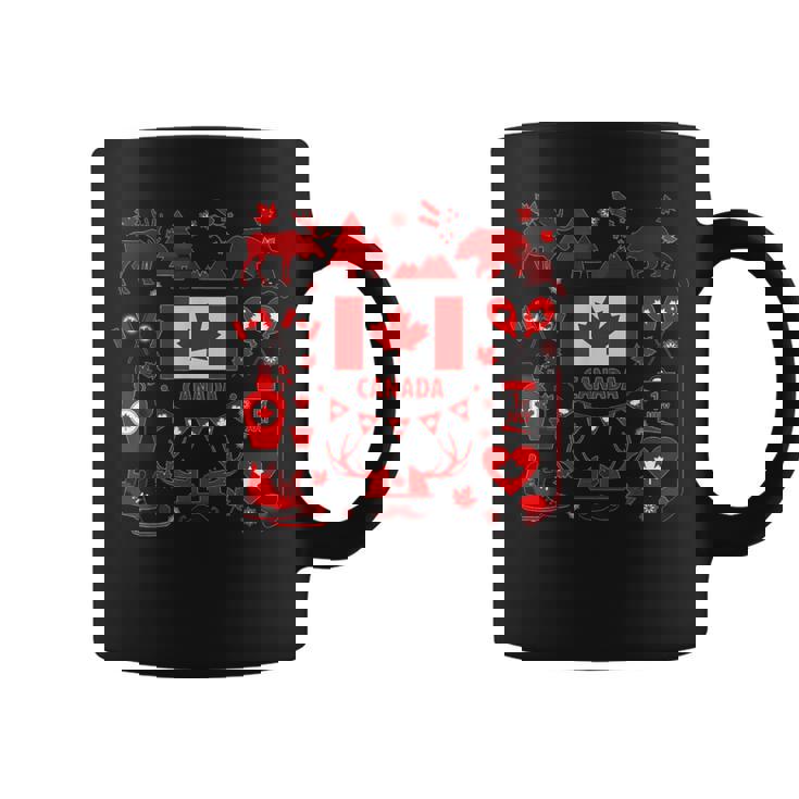 カナダ国旗tシャツ、カナダtシャツ、カナダ国旗、カナダ地図 コーヒーマグ