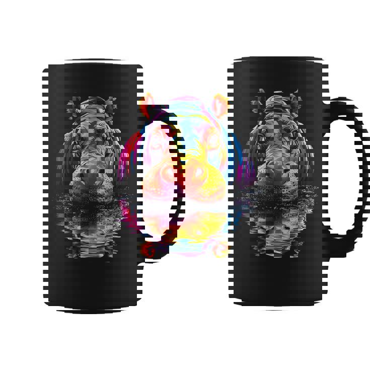 カバ カラフル アート 動物 かわいい グラフィック モチーフ カバ コーヒーマグ