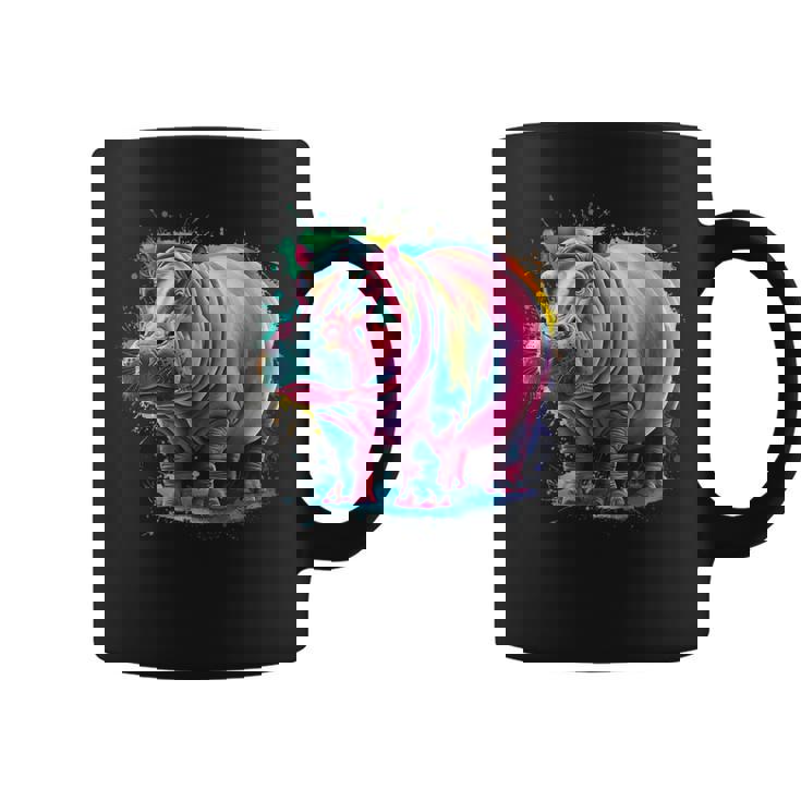 カバ 男性 女性 カラフル 水彩 カバ コーヒーマグ