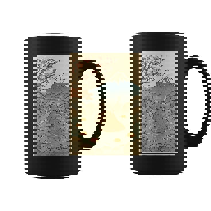 カピバラ 桜と温泉のカワイイアート コーヒーマグ