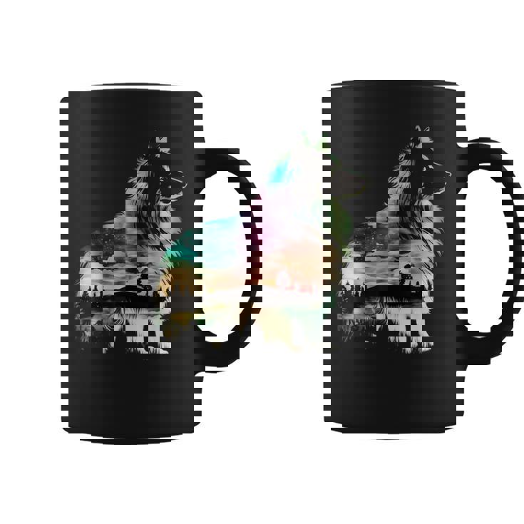 カラフル シェルティ 自然 シェットランド シープドッグ 反射 コーヒーマグ