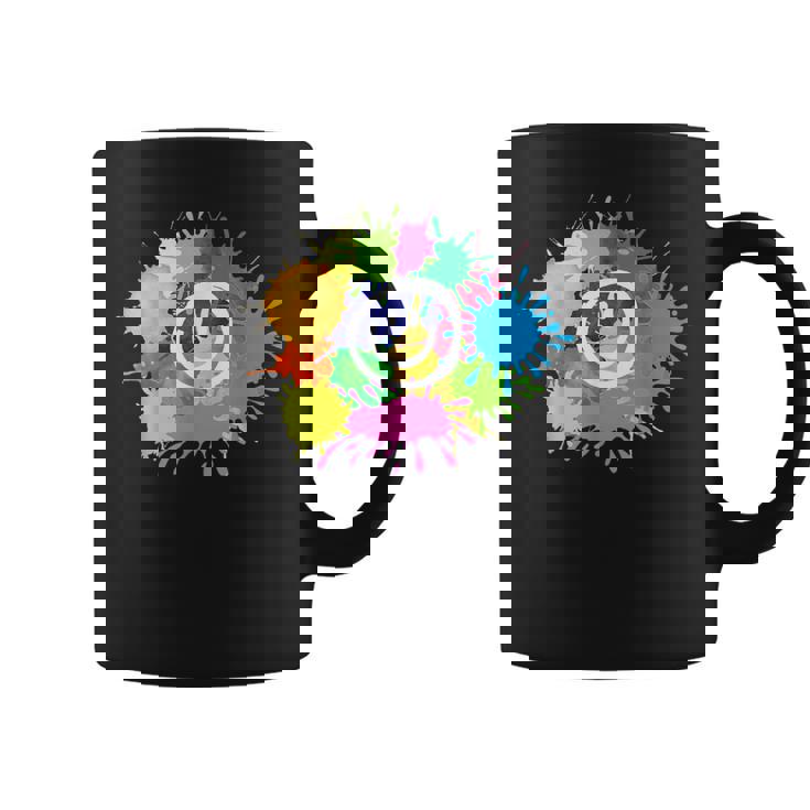 カラフル スプラッター ペイント 水彩 スマイル フェイス ユニセックス コーヒーマグ
