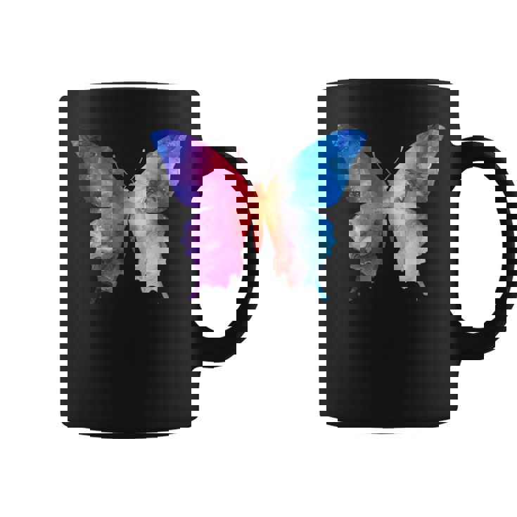 カラフルなシルエット抽象的な水彩蝶 コーヒーマグ