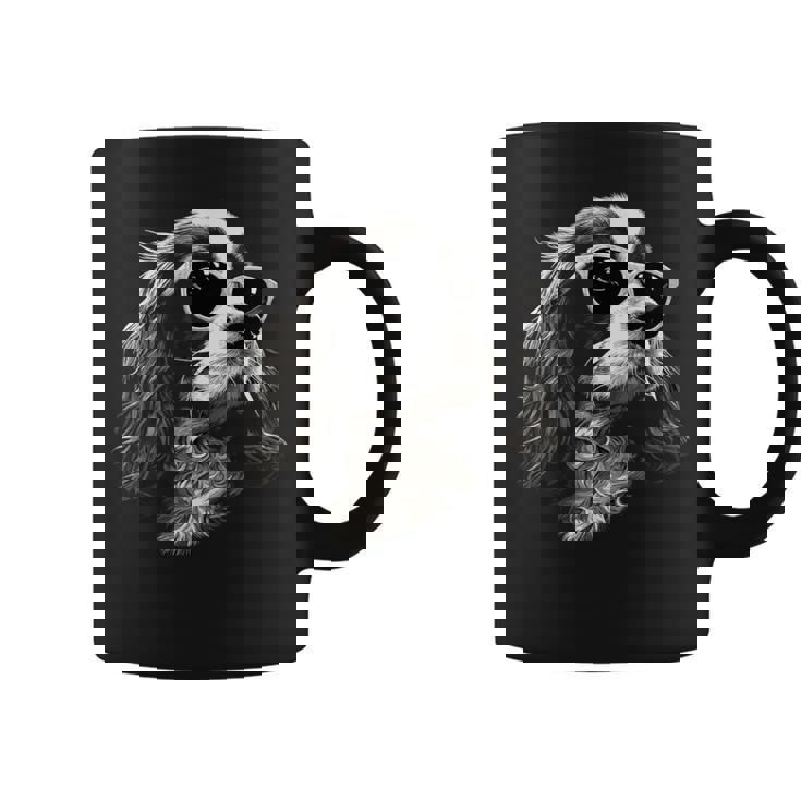 キャバリア・キング・チャールズ・スパニエル犬とサングラス コーヒーマグ