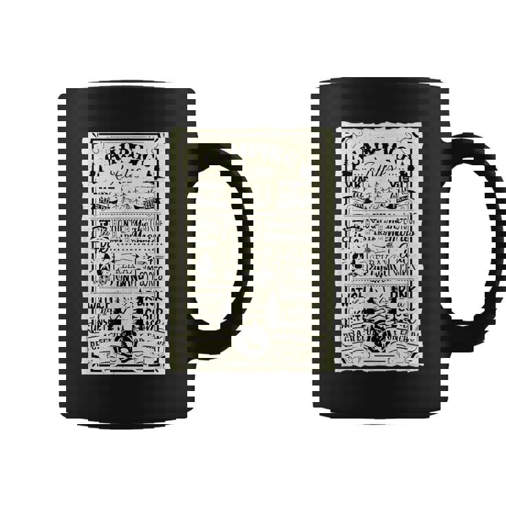 キャンピング ルール 遊び心たっぷりのヴィンテージ調デザイン おもしろ キャンプ コーヒーマグ