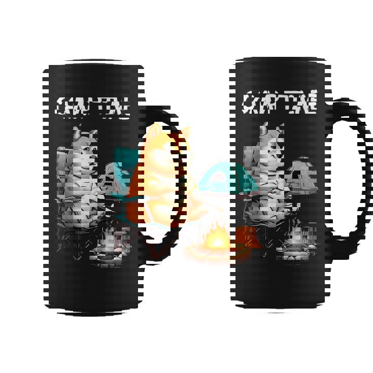 キャンプ Camp Time アウトドア 焚火 おもしろ 犬 柴犬好き 柴犬 名言 文字 面白い ふざけた ネタ コーヒーマグ