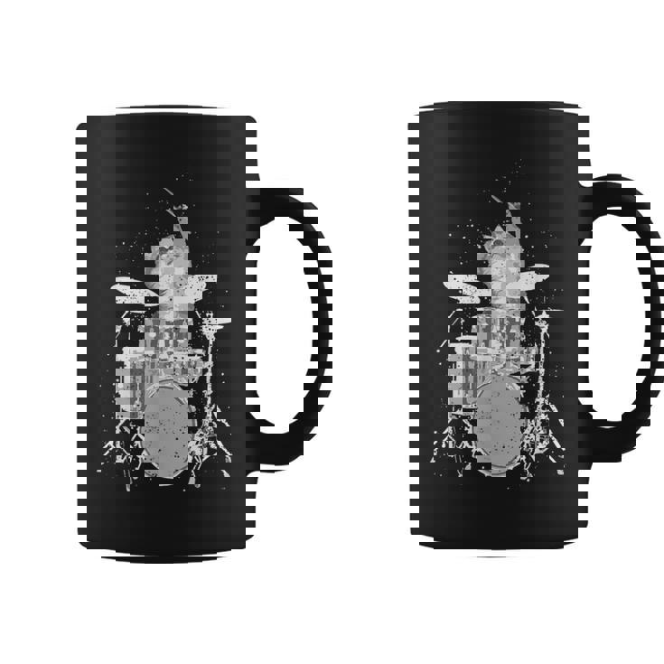 キュートで面白い猫のドラマー ドラムを弾くパンク ロックスター グラフィック コーヒーマグ