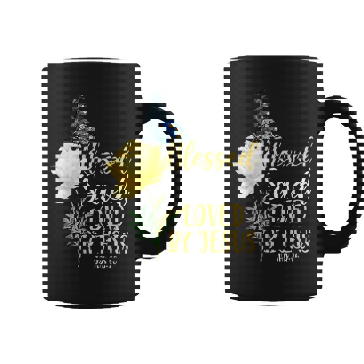 キリスト教聖書の言葉 蝶 バラの花 ヨハネ3 コーヒーマグ