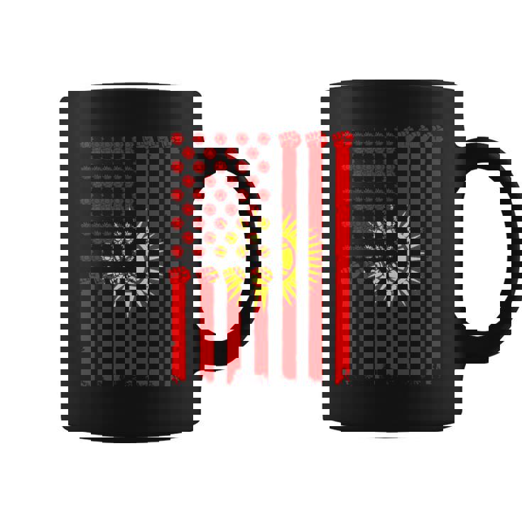 キルギス アメリカ 手拳 キルギス ルーツ アメリカ キルギス 国旗 コーヒーマグ