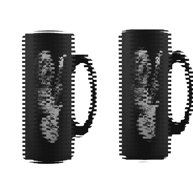 ギターを弾くハバニーズ犬 ロックミュージック 犬好き コーヒーマグ