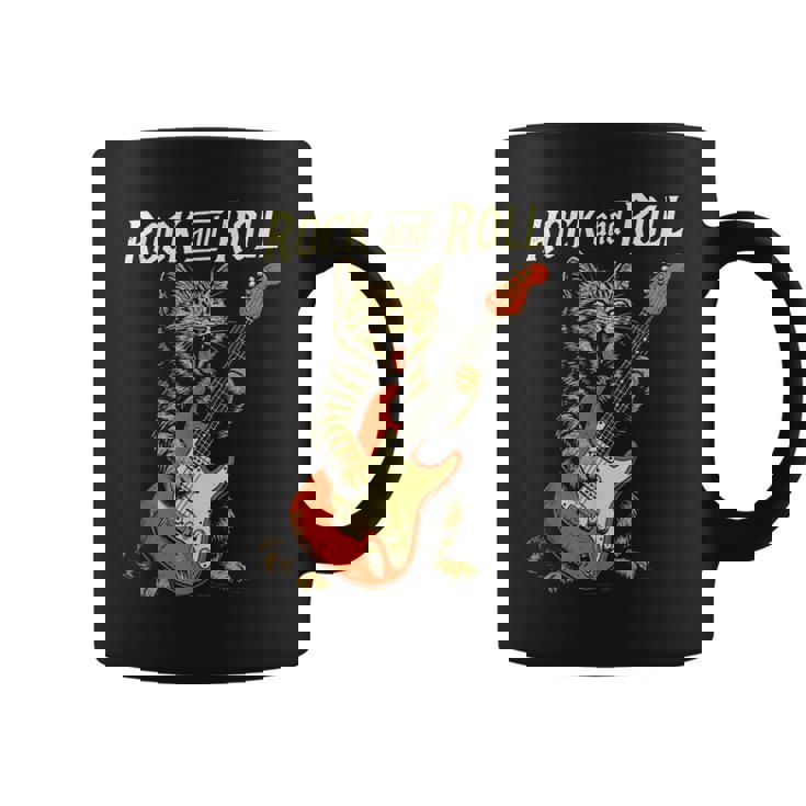 ギターを弾くロックな猫 音楽好き猫好き向けデザイン コーヒーマグ