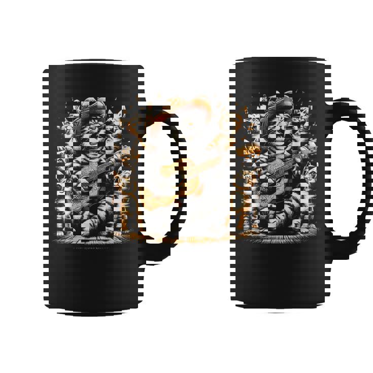 ギターを弾く猫 面白いロックミュージックギター猫 コーヒーマグ