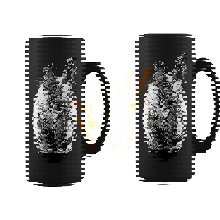 ギターを持った猫 ロックミュージックキャット ヘヴィメタルキャット コーヒーマグ