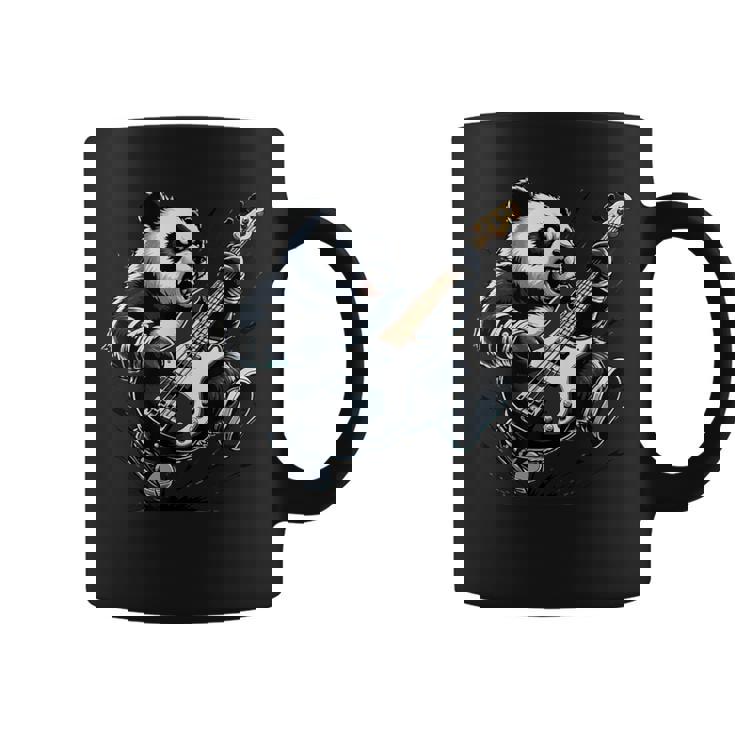 ギター付きパンダ グラフィック パンダ愛好家 パンダ ベース演奏 コーヒーマグ