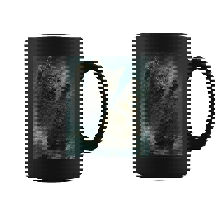 クラーケンの海の怪獣が海に潜る海賊船を襲う巨大猫 コーヒーマグ