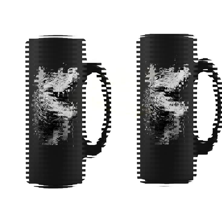 クロコダイル ワニの肖像画 爬虫類 カラフル アニマルプリント コーヒーマグ