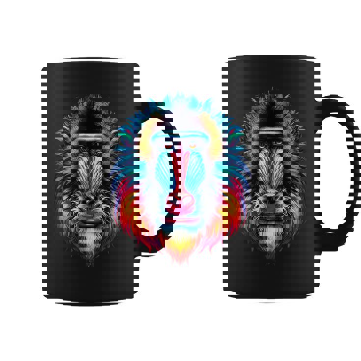 クール マンドリル 猿の精霊 動物 イラスト 絞り染め アート コーヒーマグ