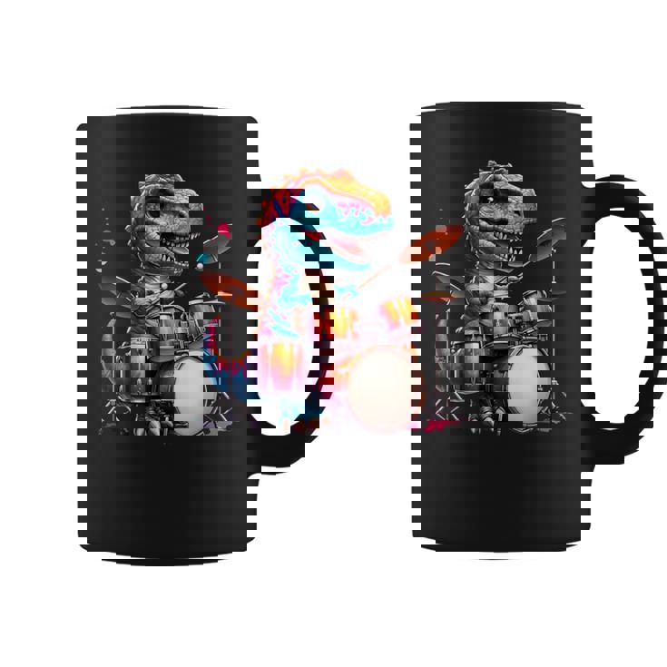 クールなt-Rex恐竜ドラマー音楽バンドデザイン。 コーヒーマグ
