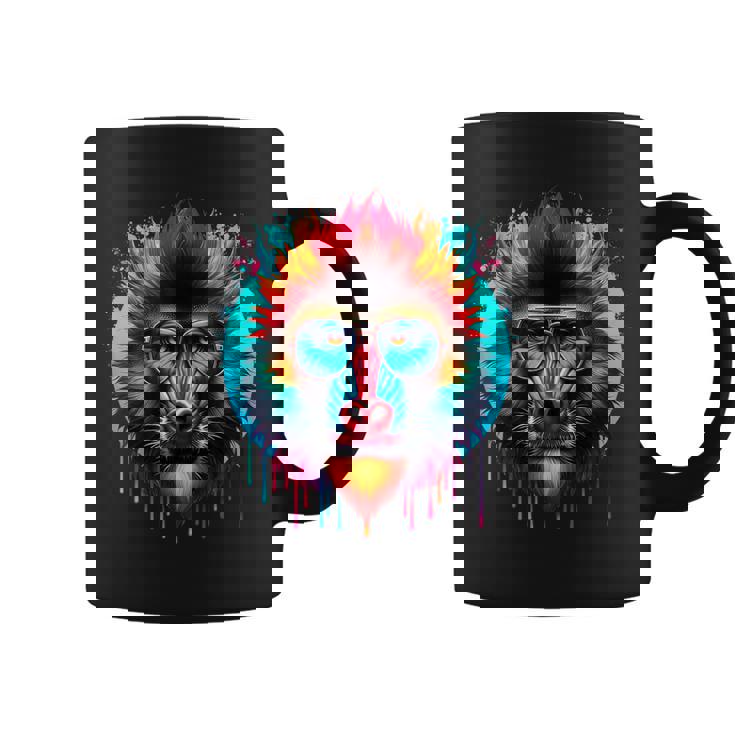 クールなタイダイサングラスマンドリルイラストアート コーヒーマグ