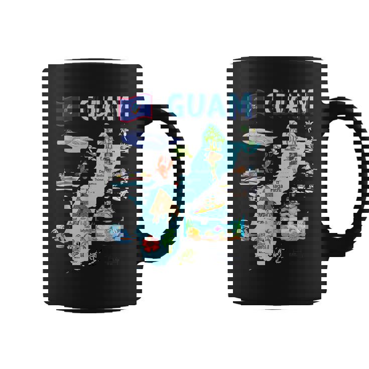 グアム、主要都市、旗、アメリカの観光名所地図 コーヒーマグ