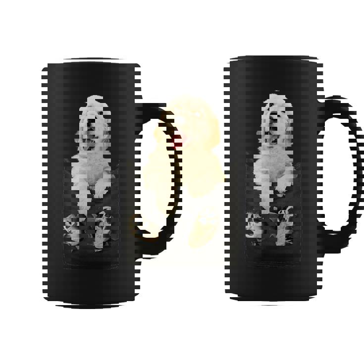 ゴールデンレトリバー ポケットに入った子犬 コーヒーマグ