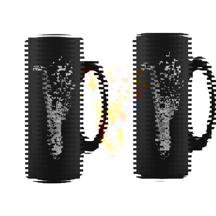 サクソフォニスト コロラド 蝶 音符 ジャズサックス コーヒーマグ