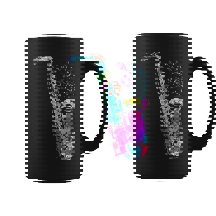 サクソフォン プレーヤー ジャズ 音符 サクソフォン カラフル サックス コーヒーマグ