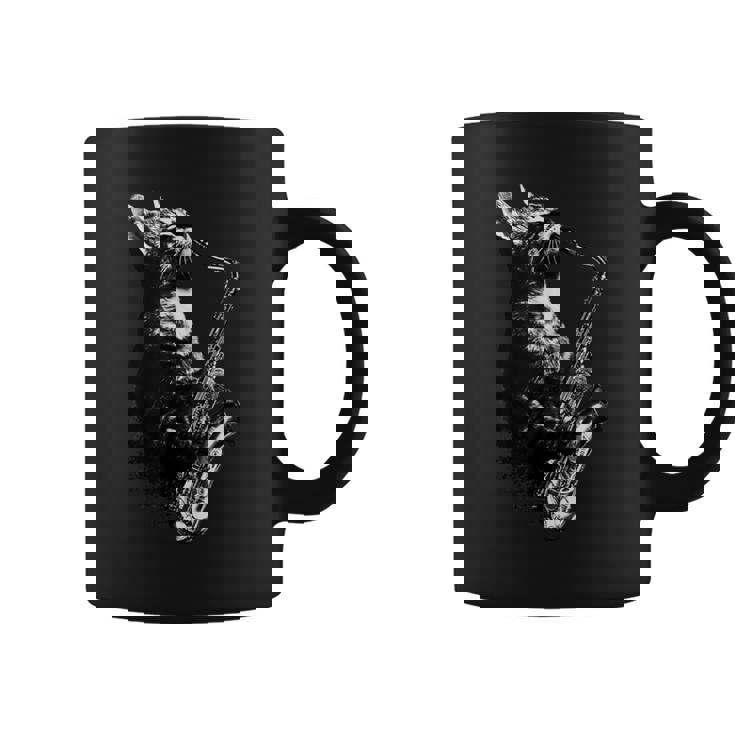 サックスを奏でる猫 面白い猫 ジャズ サックス 音楽 サックス コーヒーマグ