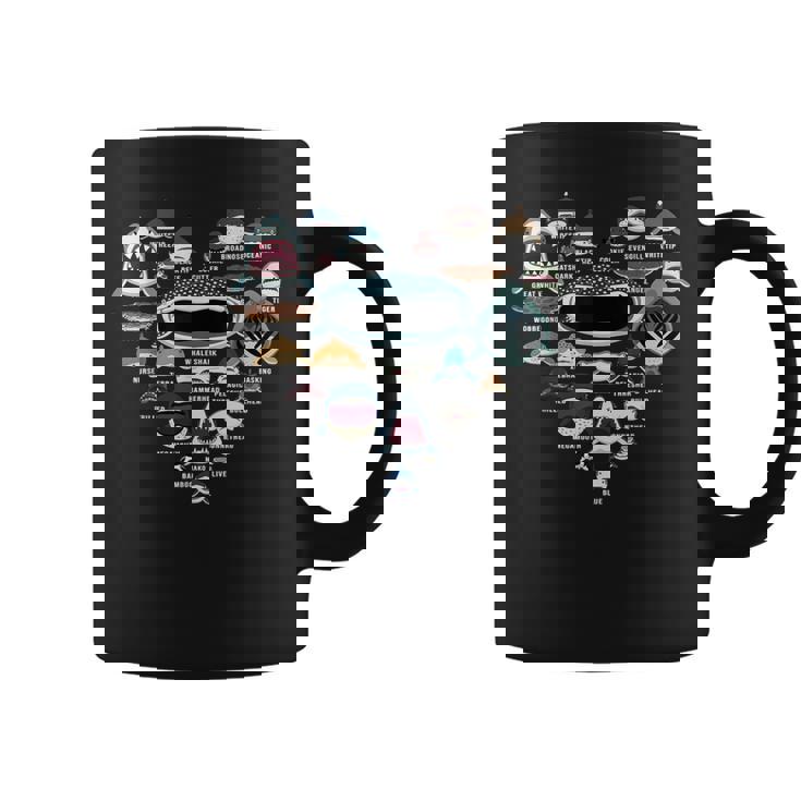 サメの識別の種類 サメの顔 シャークハート コーヒーマグ