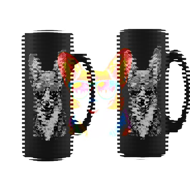 サングラスとコーギー ウェルシュ・コーギー犬 甘いウェルシュ・コーギー コーヒーマグ